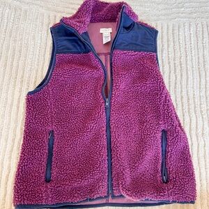 J. Crew Purple and Navy Plush Fleece Vest